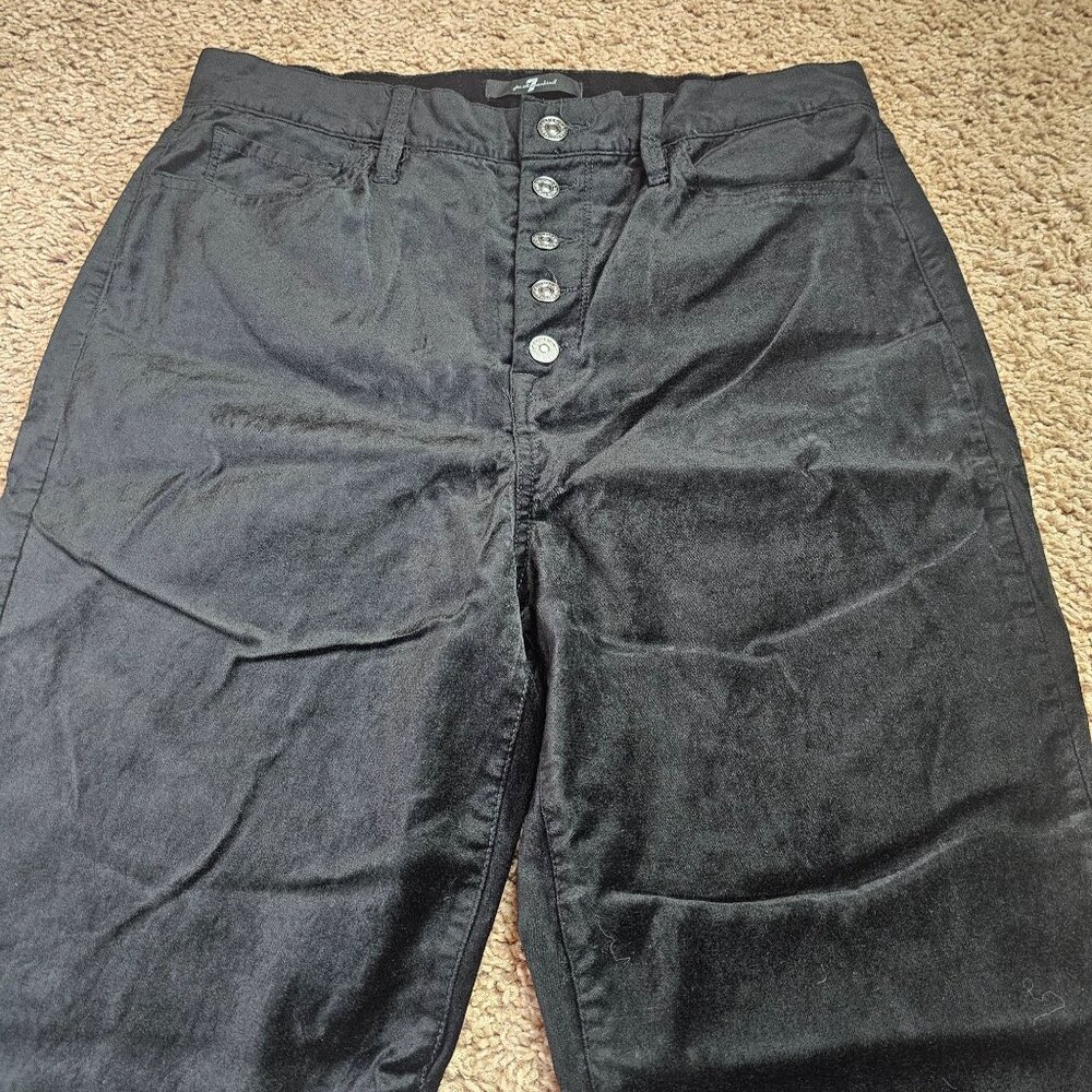 Seven For All Mankind Velour Ankle Pants Womens 31 Black Button Fly Preppy - Picture 3 of 9